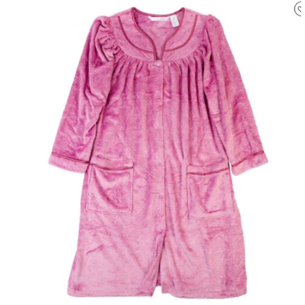 Jasmine Rose Plush Robe Pink Womens Small